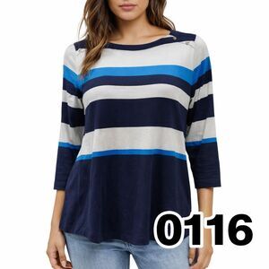Karen Scott Tri-Colored 3/4 sleeve sweater - XL - 0116
